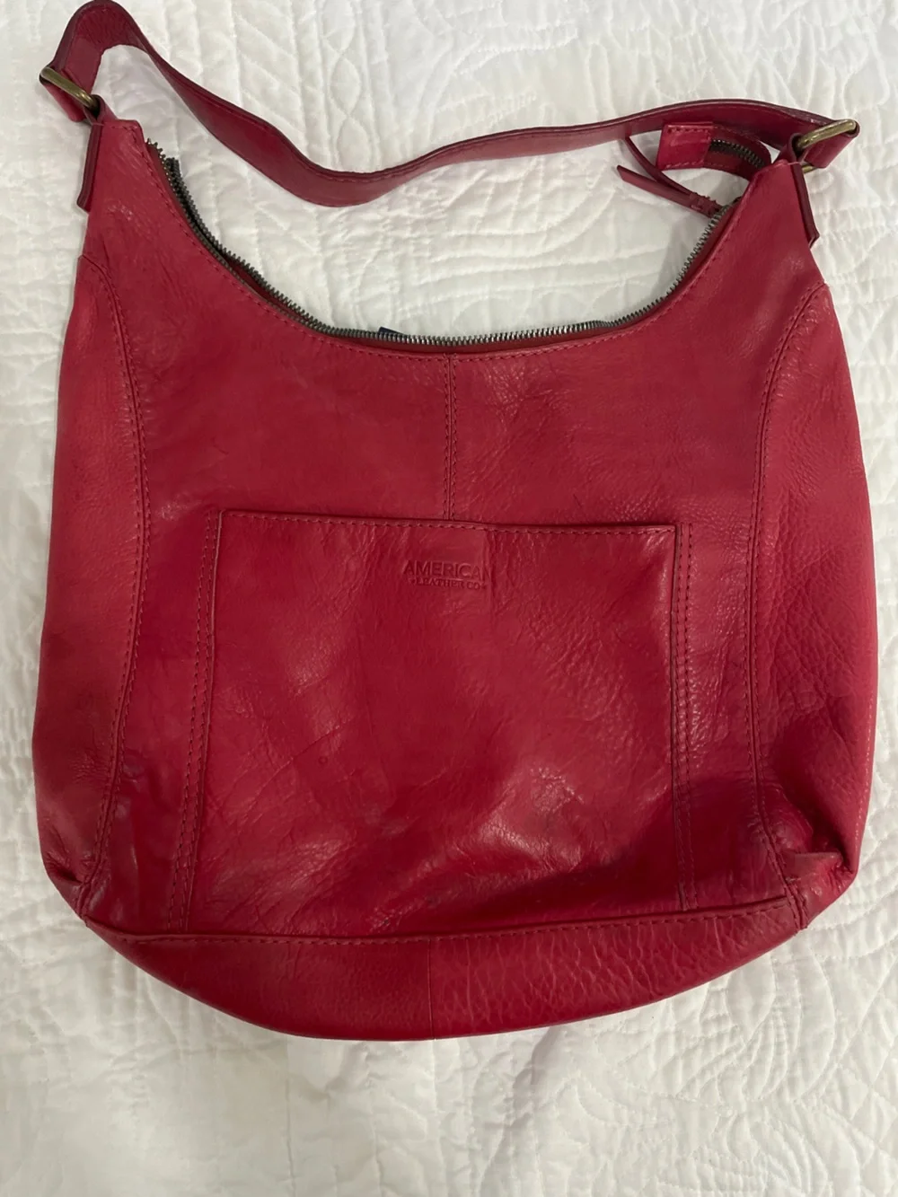 AMERICAN LEATHER CO. Red Leather Hobo Bag - Women's Everyday Carry